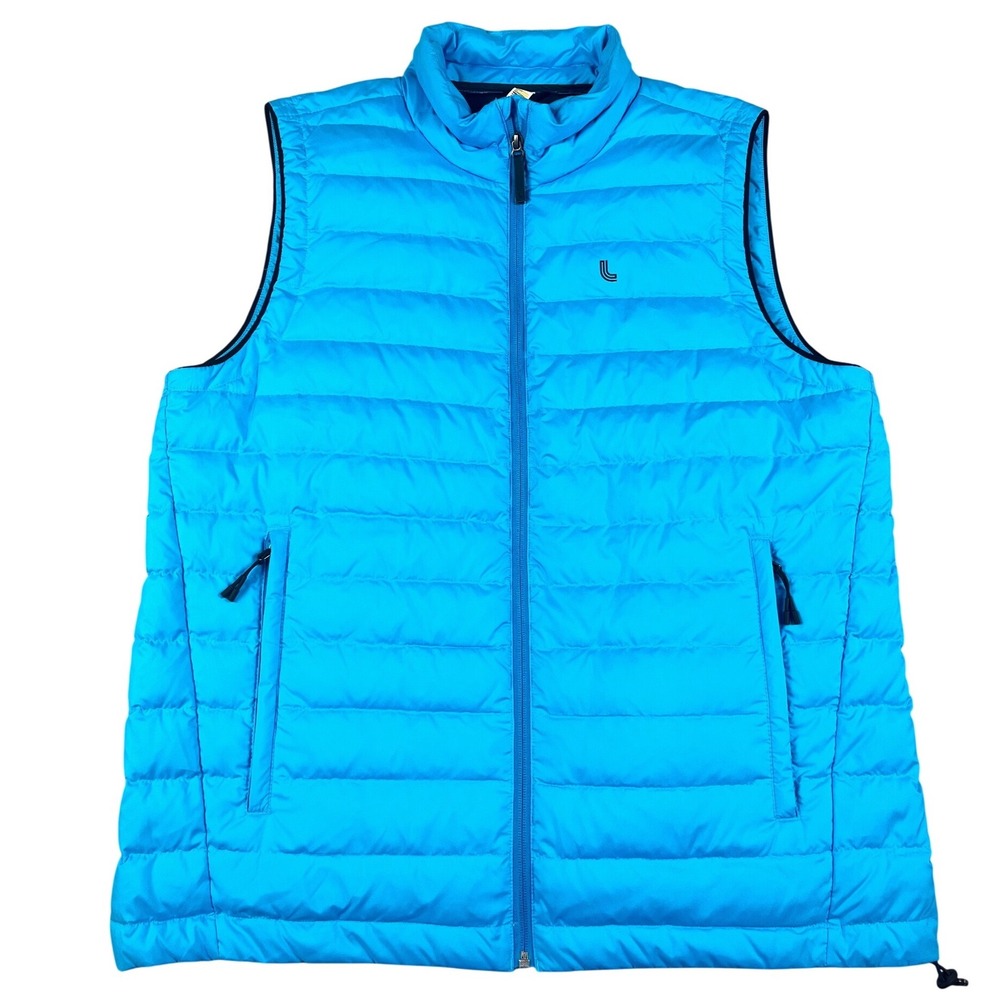 Lole Lightweight Puffer Vest Womens XL TG With Bag Blue‎ Full Zip Collar Pockets